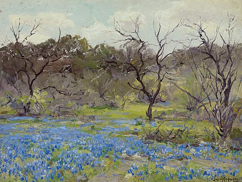 Early Spring—Bluebonnets and Mesquite, 1919, Julian Onderdonk