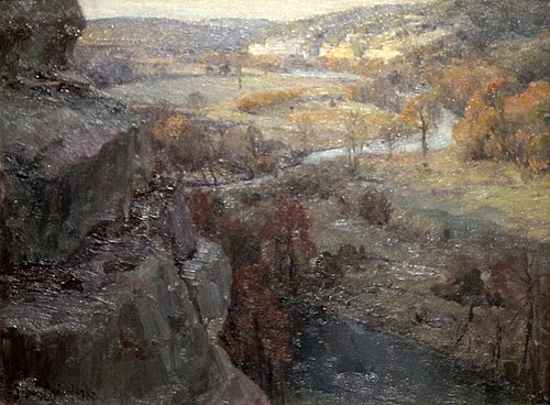 Bluffs on the Guadalupe River, 17 Miles above Kerrville, Texas, 1921, Julian Onderdonk