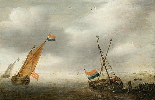 Calm Sea with Two Sailing Vessels, 1630, Julius Porcellis