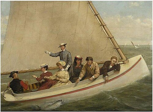 Fishing in a Catboat in Great South Bay, 1871, Junius Brutus Stearns