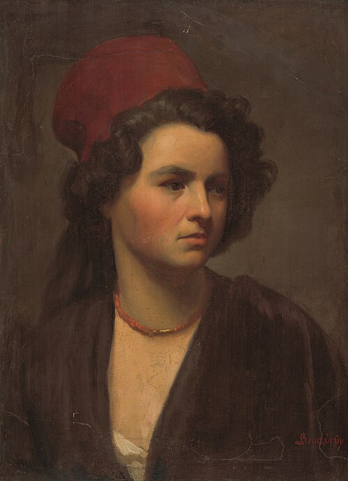 Podobizeň dievčaťa v červenej šatke., 1862, Gyula Benczúr