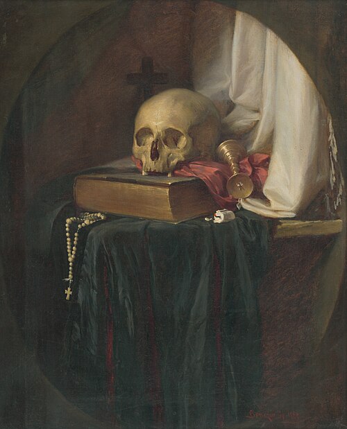 Zátišie s lebkou a knihou, 1860, Gyula Benczúr