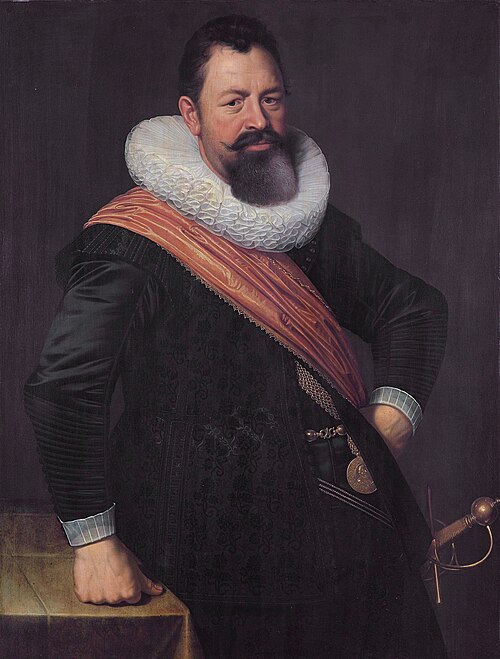Portrait de Jochem Hendricksz. Swartenhont (1566-1627), lieutenant-amiral de Hollande, époux d'Elisa, 1627, Nicolaes Eliaszoon Pickenoy