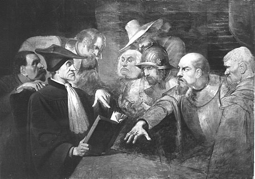 John Knox mit Soldaten disputierend, 1840, Karl Schorn