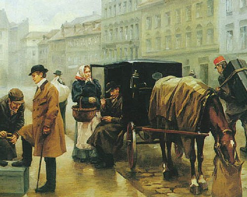 A Street Scene in Prague, 1908, Vojtěch Bartoněk