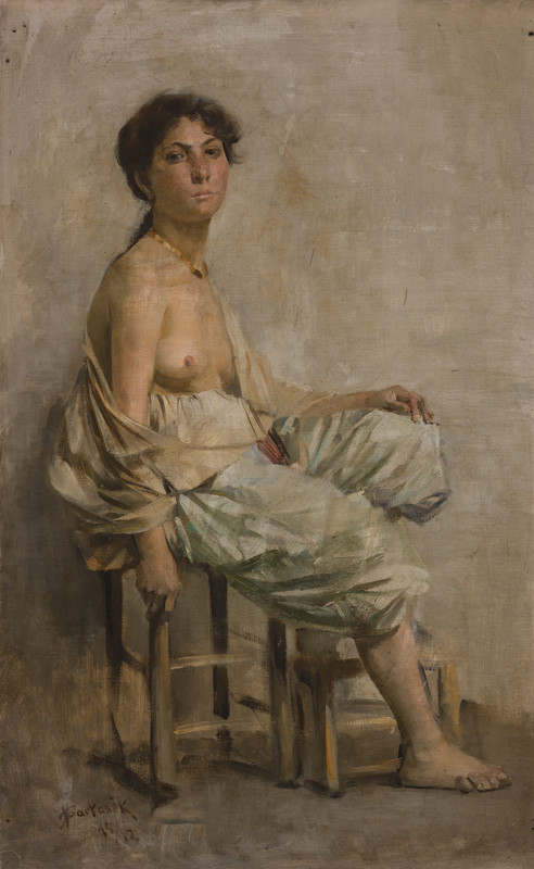 Study of a Seated Female Model, 1889, Vojtěch Bartoněk