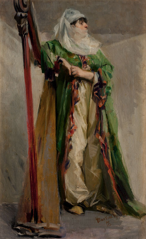Study of an Oriental Woman with Harp, 1890, Vojtěch Bartoněk