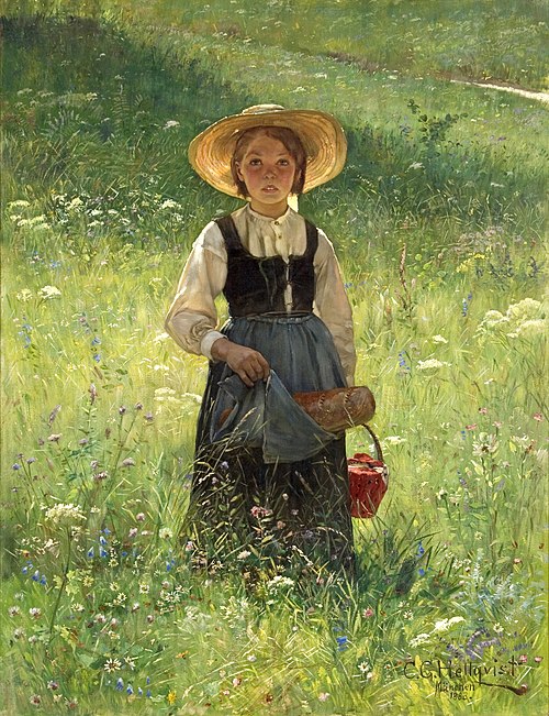 Girl in a Flowering Meadow, 1883, Carl Gustaf Hellqvist