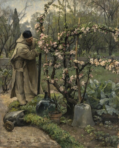 Monk Gardening, 1884, Carl Gustaf Hellqvist