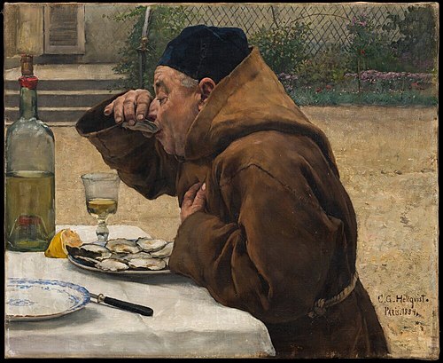 Monk having Oysters Monk having Oysters, 1884, Carl Gustaf Hellqvist