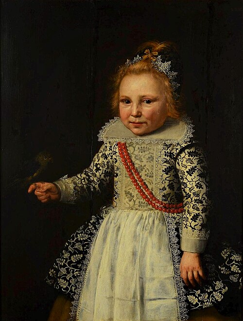 Portrait d'un enfant avec un oiseau., 1610, Wybrand de Geest