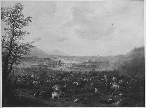 Gefecht am Ufer eines Flusses, 1705, Karel Breydel