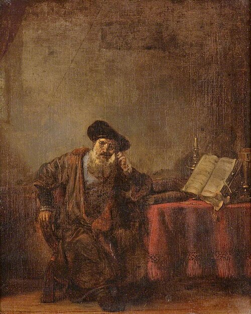 Old Man at Study, 1650, Karel van der Pluym