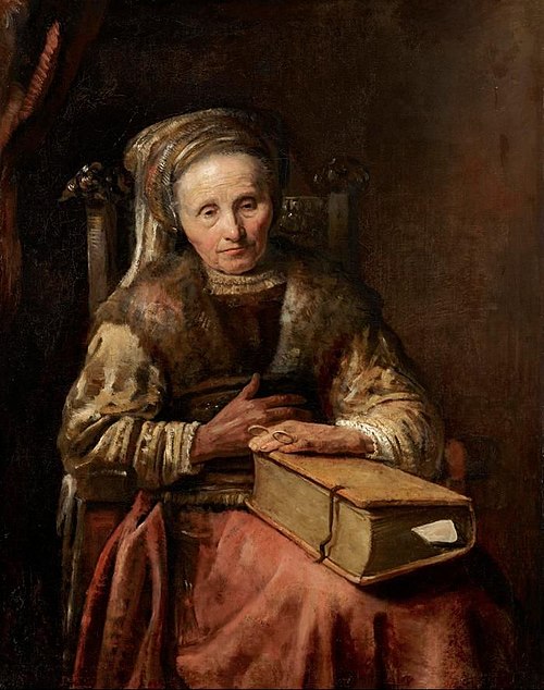 Old Woman with a Book, 1650, Karel van der Pluym