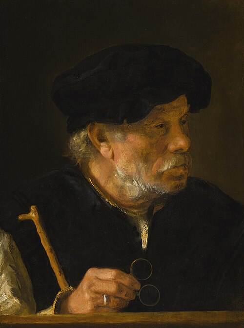 Old Man holding a Cane and Spectacles, 1660, Karel van der Pluym