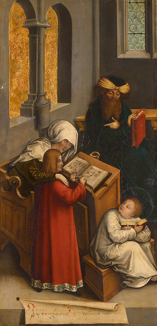 John the Evangelist is taught to write, 1510, Bernhard Strigel