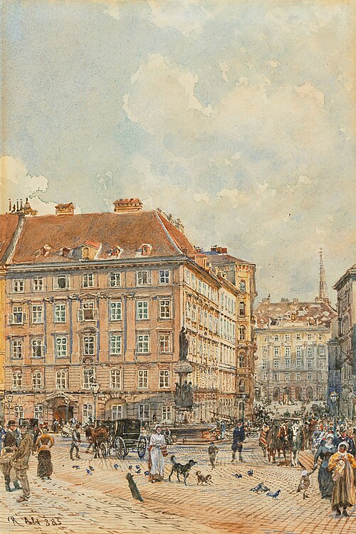 The Freyung public square in Vienna, 1885, Rudolf von Alt