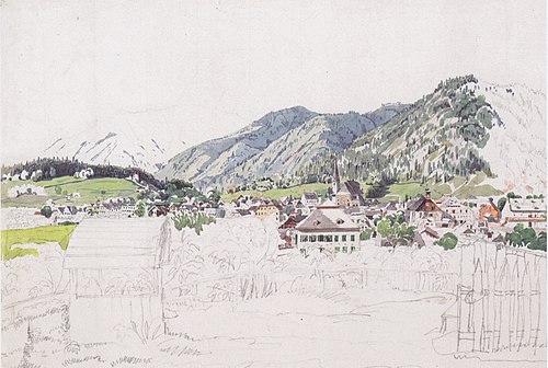 View of Ischl, 1830, Rudolf von Alt