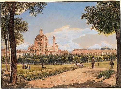 View of St.Charles’s Church and the Polytechnic Institute, 1831, Rudolf von Alt