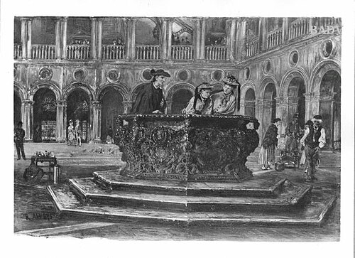 Brunnen im Dogenpalast, 1875, Rudolf von Alt