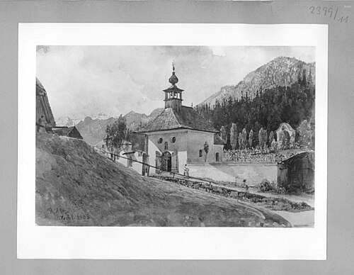 Kapelle auf dem alten Friedhof bei Ischl, 1838, Rudolf von Alt
