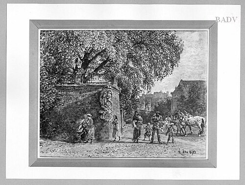 Motiv aus Salzburg, im Hintergrund die Hohensalzburg, 1873, Rudolf von Alt