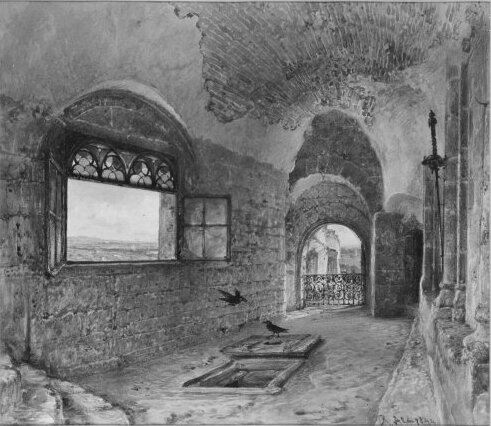Gewölbter Gang in einem Schloss, 1844, Rudolf von Alt
