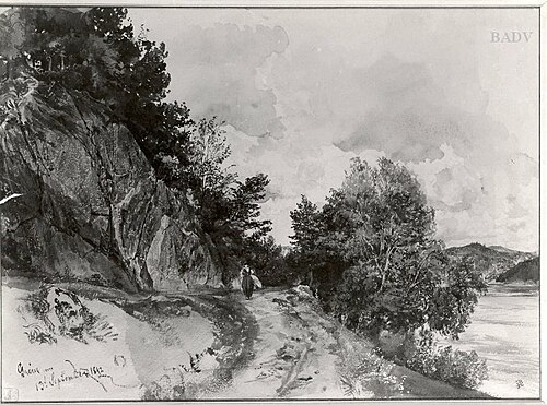 Motiv beim Grein an der Donau, 1842, Rudolf von Alt