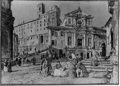 Platz in Rom mit dem Senatorenpalast, 1873, Rudolf von Alt