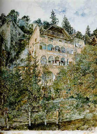 Lois Gerl's House, Salzburg, 1889, Rudolf von Alt
