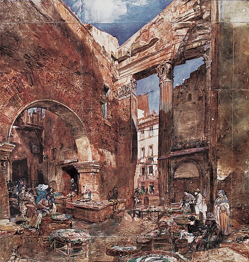 Der Fischmarkt in Rom, 1865, Rudolf von Alt