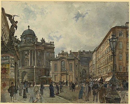 Wien, Michaelertor der Hofburg und altes Burgtheater, 1888, Rudolf von Alt