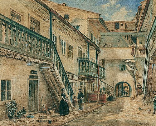 Inner courtyard of a mansion, 1905, Rudolf von Alt