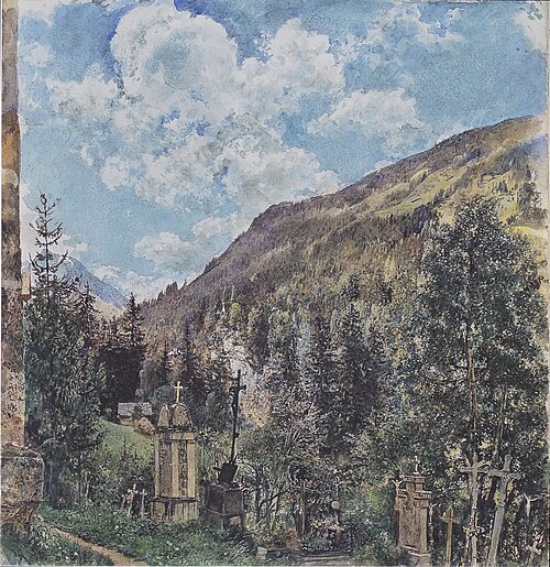 Der Friedhof in Gastein, 1898, Rudolf von Alt