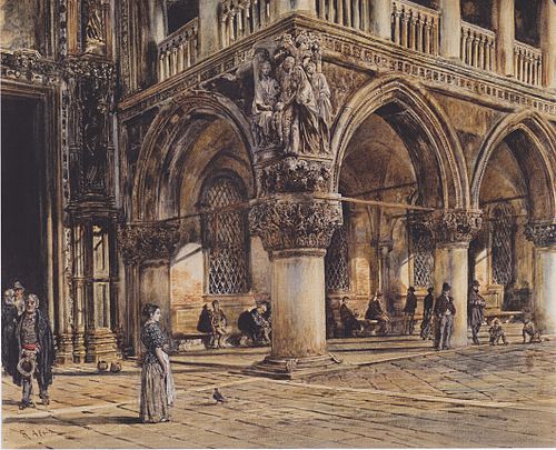Blick auf den Dogenpalast in Venedig, 1874, Rudolf von Alt