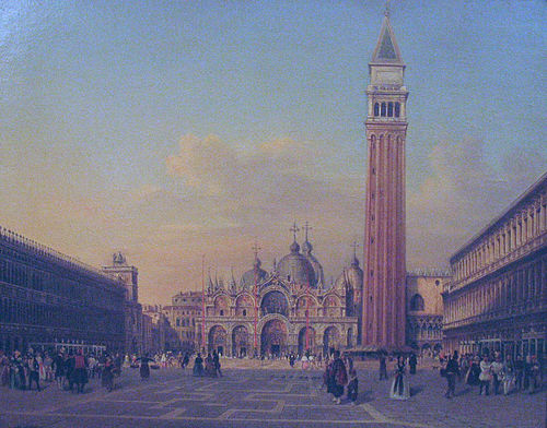Der Markusplatz in Venedig mit österreichischem Militär, 1860, Rudolf von Alt