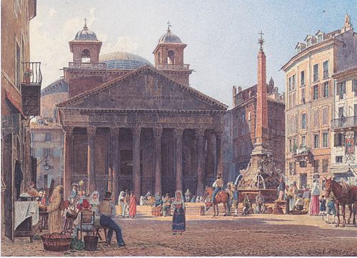 Le Panthéon et la Piazza della Rotonda à Rome, 1835, Rudolf von Alt