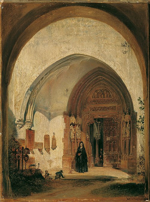 Das Portal der Stiftskirche Nonnberg in Salzburg, 1848, Rudolf von Alt