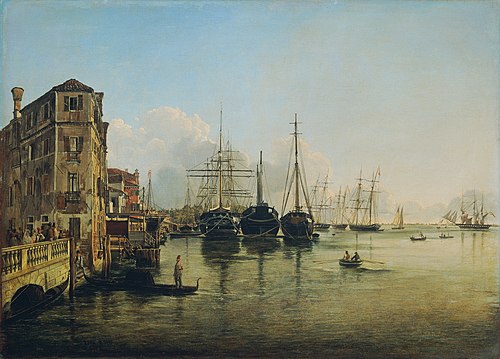 View of the Strada Nuova against the Giardini Pubblici in Venice, 1834, Rudolf von Alt