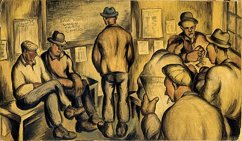 Men Waiting (mural study, Seattle, Washington Marine Hospital), 1936, Kenneth Callahan