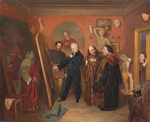 In the artist's studio, 1865, Vassili Poukirev