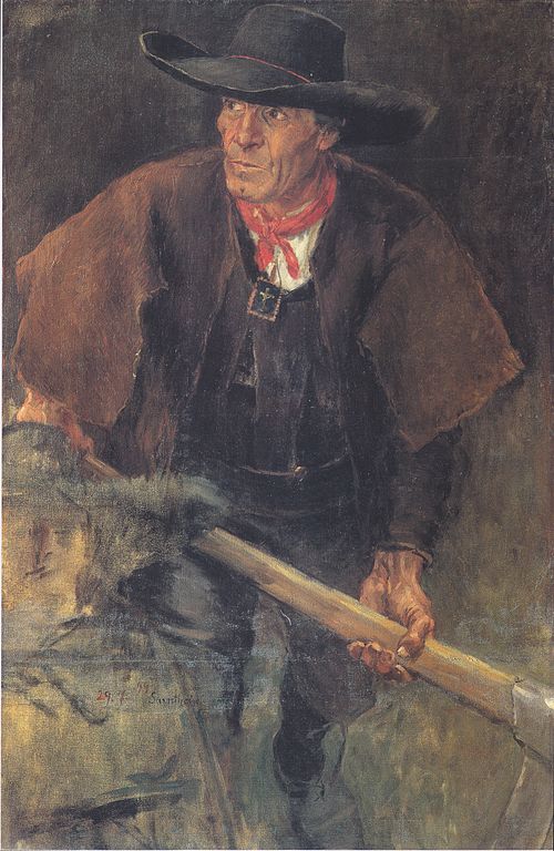Der Mann hinter dem Kreuzträger (Das Kreuz), 1899, Albin Egger-Lienz