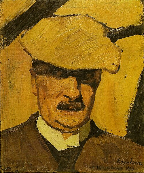 Selbstbildnis mit Sportmütze, 1923, Albin Egger-Lienz