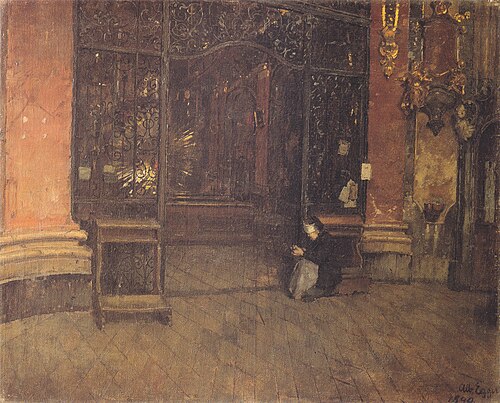 Inneres der Johanneskirche zu München, 1890, Albin Egger-Lienz