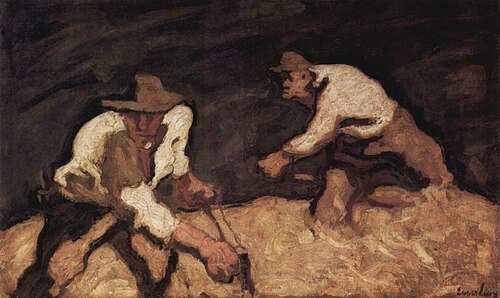 Die Schnitter (Die Bergmäher bei aufsteigendem Gewitter), 1922, Albin Egger-Lienz