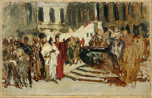 Skizze zum Gemälde "Arabische Kaufleute in Venedig", , Leopold Carl Müller