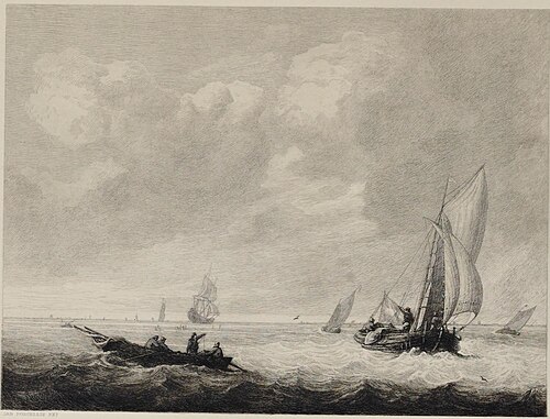 Sea piece - a fresh breeze, 1680, Jan Porcellis