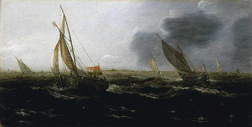Dutch Vessels in a Strong Breeze, 1618, Jan Porcellis