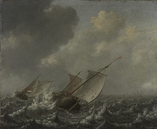 Vessels on a Choppy Sea, 1620, Jan Porcellis