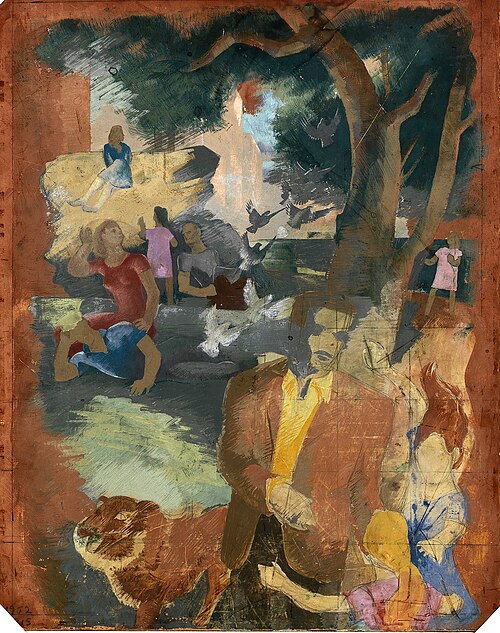 Scenes of New York--Central Park (mural study, Madison Square Postal Station, New York City), 1937, Kindred McLeary
